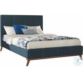 Charity Vivid Blue Upholstered King Platform Bed