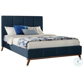 Charity Vivid Blue Upholstered Queen Platform Bed