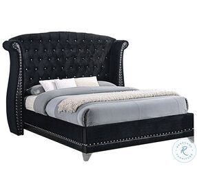 Barzini Black Upholstered King Platform Bed