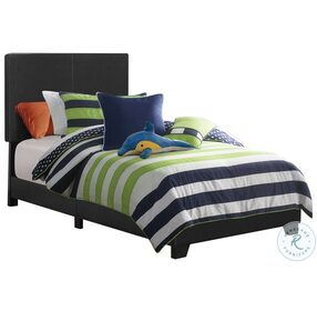 Dorian Black Upholstered Twin Panel Bed