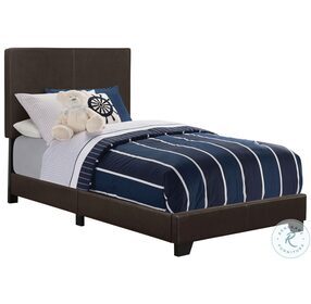 Dorian Brown Upholstered Twin Panel Bed