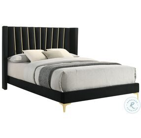 Kendall Black Upholstered Tufted King Panel Bed