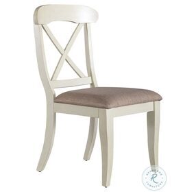 Ocean Isle Bisque And Natural Pine Upholstered X Back Side Chair Set of 2
