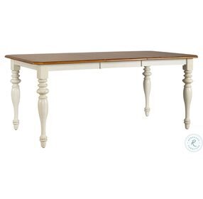 Ocean Isle Bisque And Natural Pine Extendable Rectangular Leg Dining Table