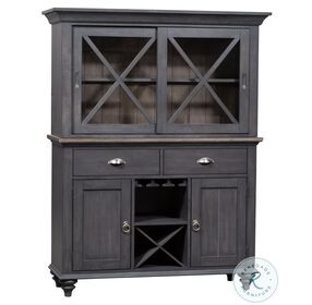 Ocean Isle Slate And Weathered Pine Buffet with Hutch