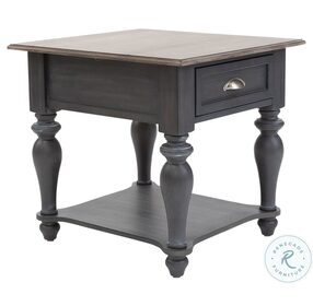 Ocean Isle Slate And Weathered Pine Drawer End Table