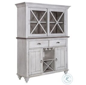 Ocean Isle Antique White And Weathered Pine Buffet with Hutch