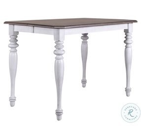 Ocean Isle Antique White And Weathered Pine Extendable Gathering Height Table