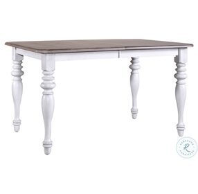 Ocean Isle Antique White And Weathered Pine Rectangular Extendable Leg Dining Table