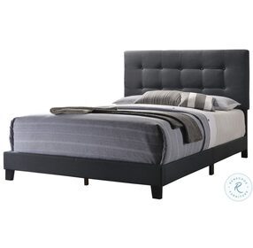 Mapes Charcoal Upholstered King Panel Bed