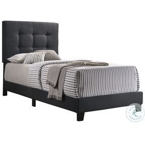 Mapes Charcoal Upholstered Twin Panel Bed