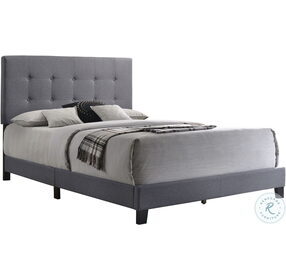 Mapes Gray Upholstered King Panel Bed