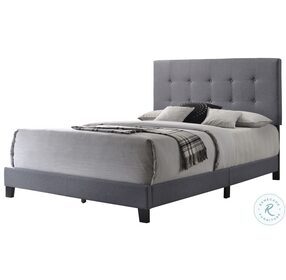 Mapes Gray Upholstered King Panel Bed