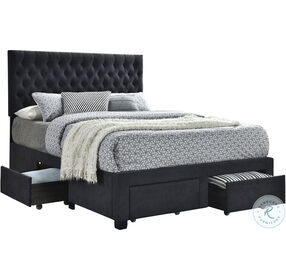 Soledad Gray Upholstered Full Storage Platform Bed