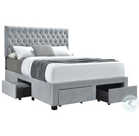 Soledad Light Gray Upholstered Full Storage Platform Bed