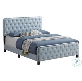 Littleton Delft Blue Queen Upholstered Panel Bed