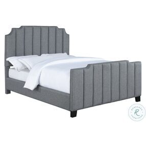 Fiona Light Grey and Black Full Upholstered Panel Bed