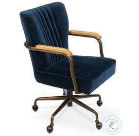 Brooks Blue Velvet Swivel Chair