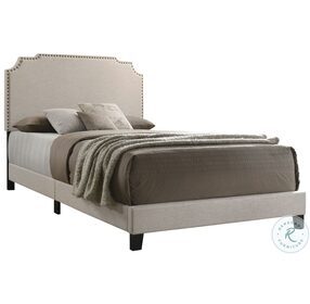 Tamarac Beige Upholstered Queen Panel Bed
