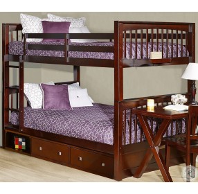 Pulse Cherry Full Over Full Bunk Bed With Storage