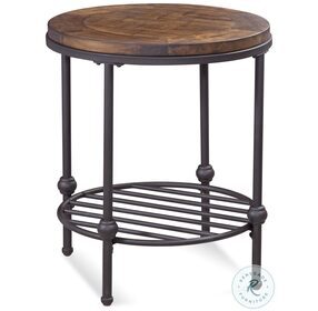 Emery Distressed Rustic Round End Table