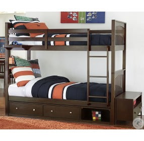 Pulse Chocolate Twin Over Twin Bunk Bed With Storage