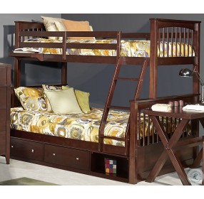 Pulse Chocolate Twin Over Full Bunk Bed With Storage
