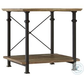 Factory Rustic Poplar and Black End Table
