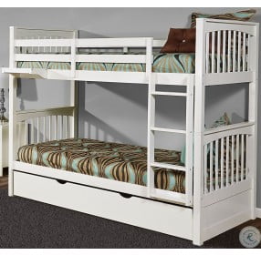 Pulse White Twin Over Twin Bunk Bed With Trundle