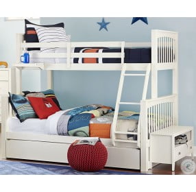 Pulse White Twin Over Full Bunk Bed With Trundle