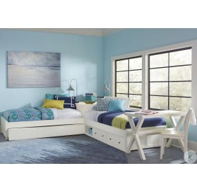 Pulse White Twin L-Shape Panel Bed With Storage & Trundle