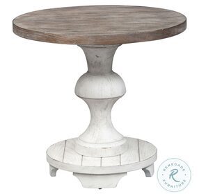 Sedona Heavy Distressed White And Gravel Round End Table