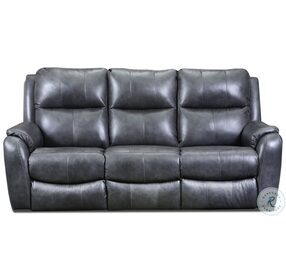 Colton Valentino Slate Leather Power Reclining Sofa with Power Headrest