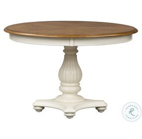 Cumberland Creek Nutmeg And White Extendable Pedestal Dining Table