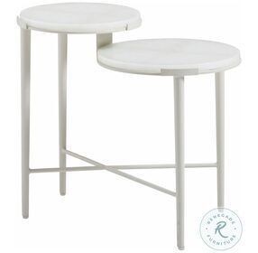 Seabrook Soft Oyster White Outdoor Tiered End Table