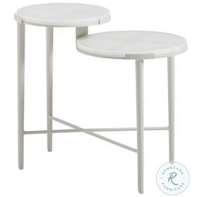 Seabrook Artistic Glass And Oyester White Outdoor Tiered End Table