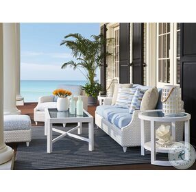 Ocean Breeze Promenade White Outdoor Rectangular Occasional Table Set