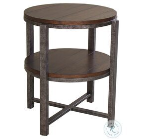 Breckinridge Mahogany Spice And Pewter Metal Round End Table