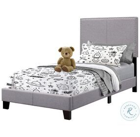 Boyd Grey Upholstered Twin Panel Bed