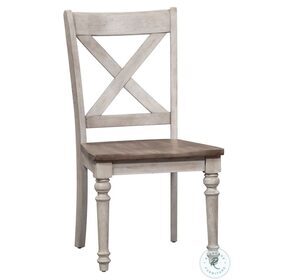 Cottage Lane Antique White X Back Wood Seat Side Chair Set Of 2