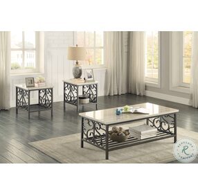 Fairhope Beige And Black Metal 3 Piece Occasional Table Set