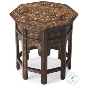 Bone Inlay 20" Wood Accent Table