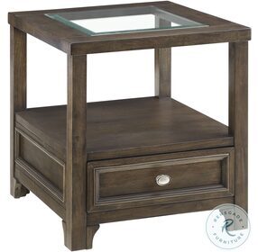 Auburn Charcoal Brown Glass Top End Table