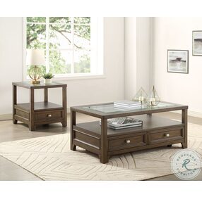 Auburn Charcoal Brown Glass Top Occasional Table Set With Casters
