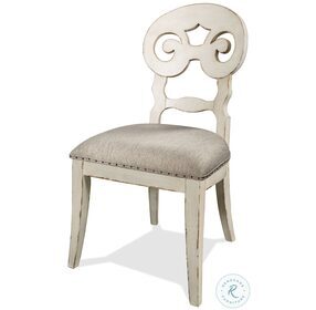 Mix N Match Chipped White Scroll Upholstered Side Chair Set Of 2