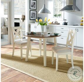 Thornton Cream And Brown 3 Piece Drop Leaf Extendable Dining Set