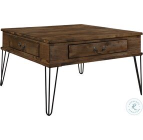 Shaffner Rustic Oak And Black Square 2 Drawer Cocktail Table