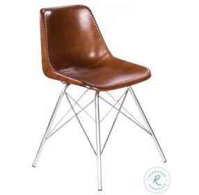 Inland Light Brown Leather Side Chair