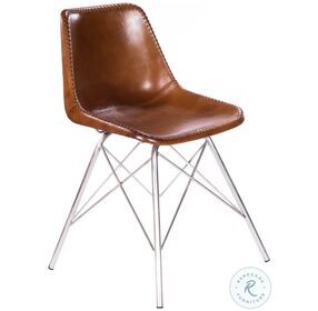 Inland Light Brown Leather Side Chair