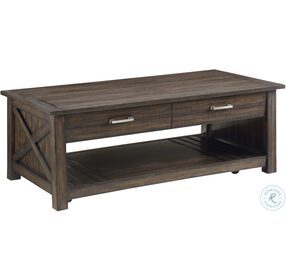 Traine Distressed Dark Brown Lift Top Cocktail Table